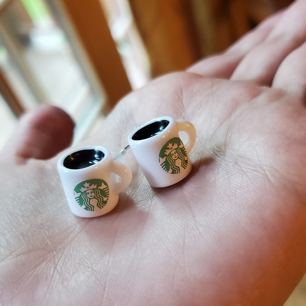 NWOT *RARE* Starbucks Coffee Mug Stud Earrings - Picture 2 of 12
